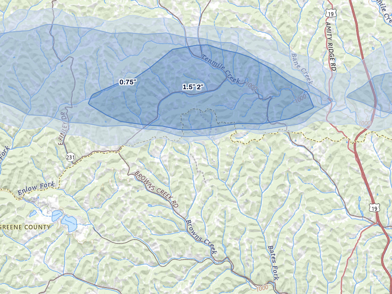 NEXRAD radar-signature map of the hail storm over Sycamore, PA on Jun 6, 2026