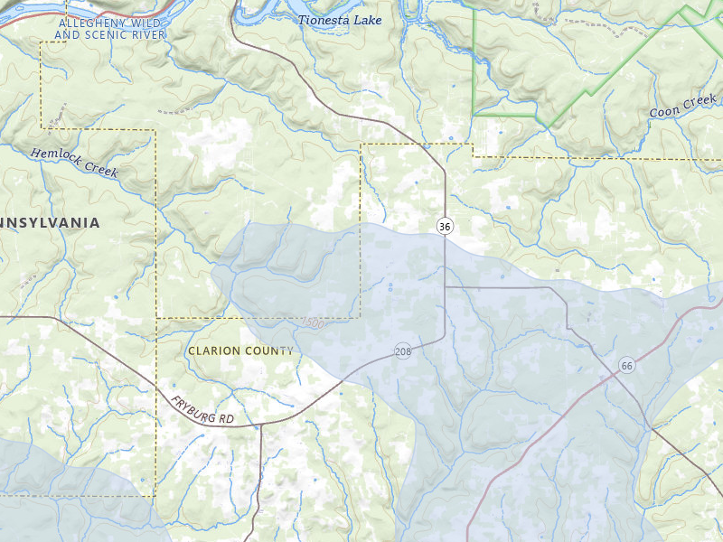 NEXRAD radar-signature map of the hail storm over Tionesta, PA on Mar 22, 2026