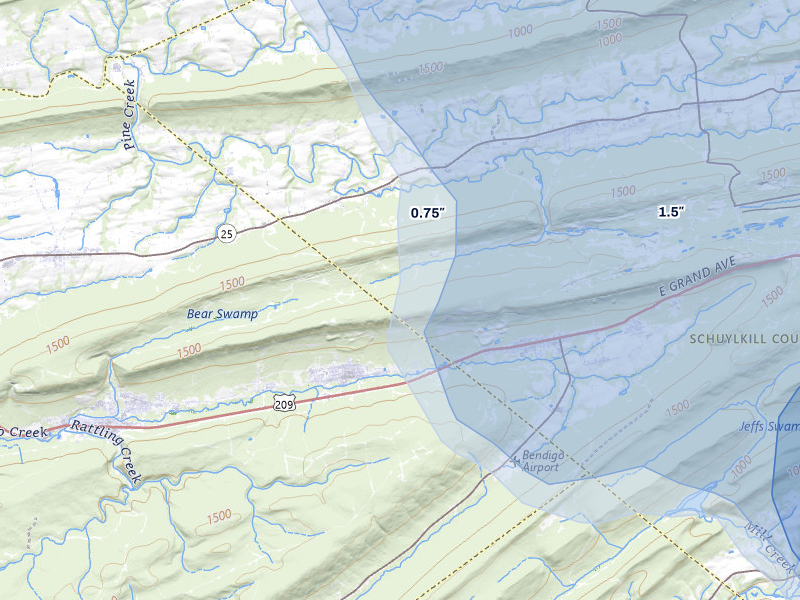 NEXRAD radar-signature map of the hail storm over Tower City, PA on Sep 1, 2026