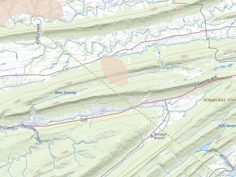Radar-estimated hail-size map of the storm over Tower City, PA on Sep 2, 2026
