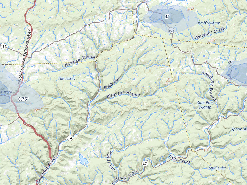 NEXRAD radar-signature map of the hail storm over Trout Run, PA on Jul 3, 2026