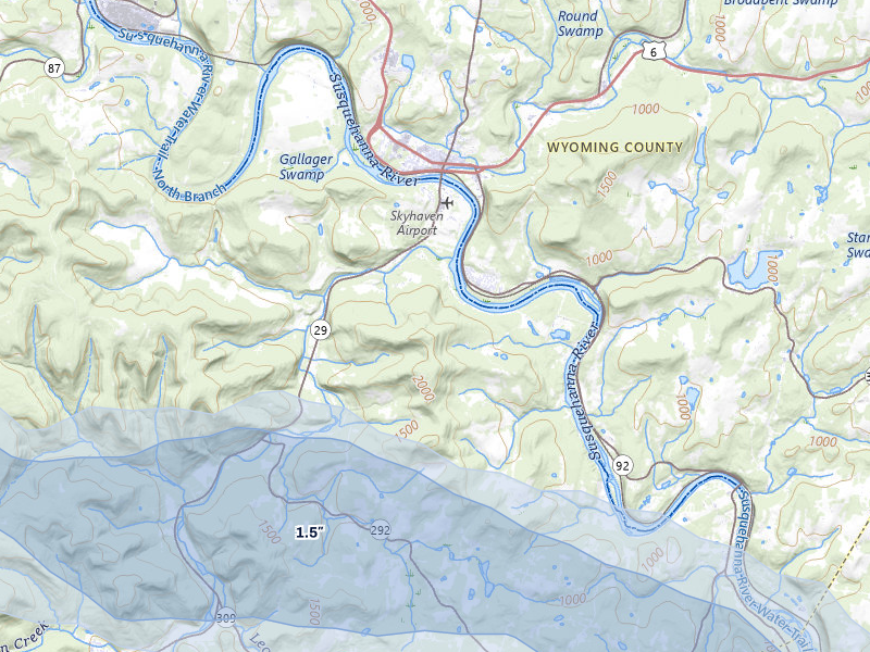 NEXRAD radar-signature map of the hail over Tunkhannock, PA