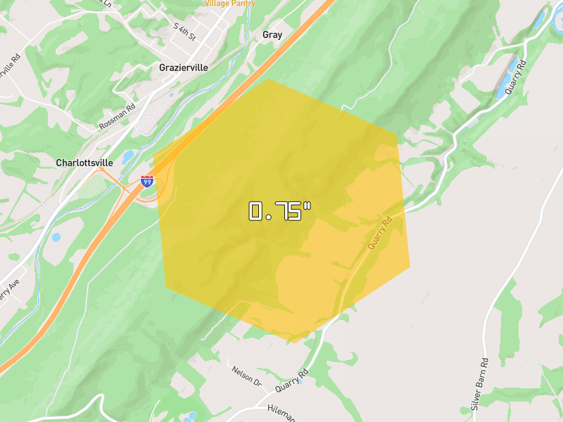 Hail map of Tyrone, PA on Jul 4, 2026, hail up to 0.75"