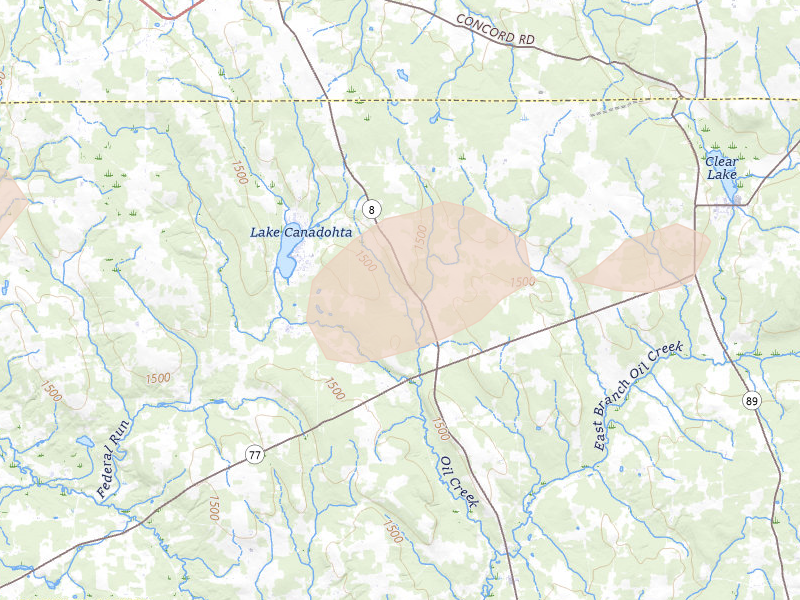 Radar-estimated hail-size map of the storm over Union City, PA on Jun 14, 2026