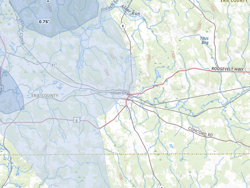 NEXRAD radar-signature map of the hail storm over Union City, PA on Sep 2, 2026
