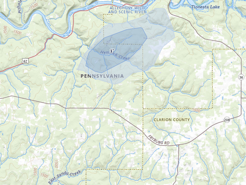 NEXRAD radar-signature map of the hail storm over Venus, PA on Jul 6, 2026