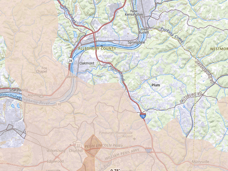 Radar-estimated hail-size map of the storm over Verona, PA on Sep 3, 2026
