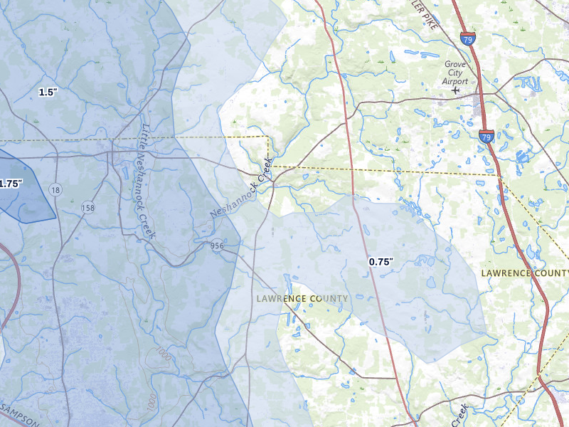 NEXRAD radar-signature map of the hail storm over Volant, PA on Jul 10, 2026