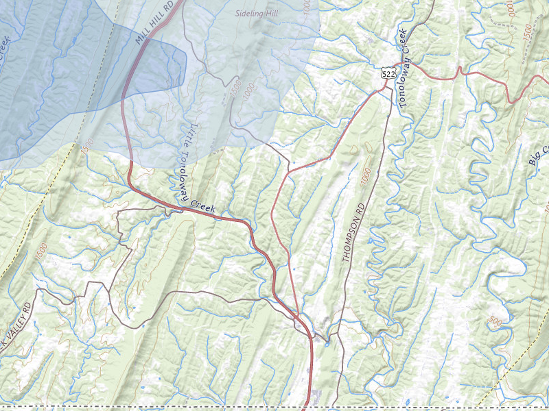 NEXRAD radar-signature map of the hail over Warfordsburg, PA