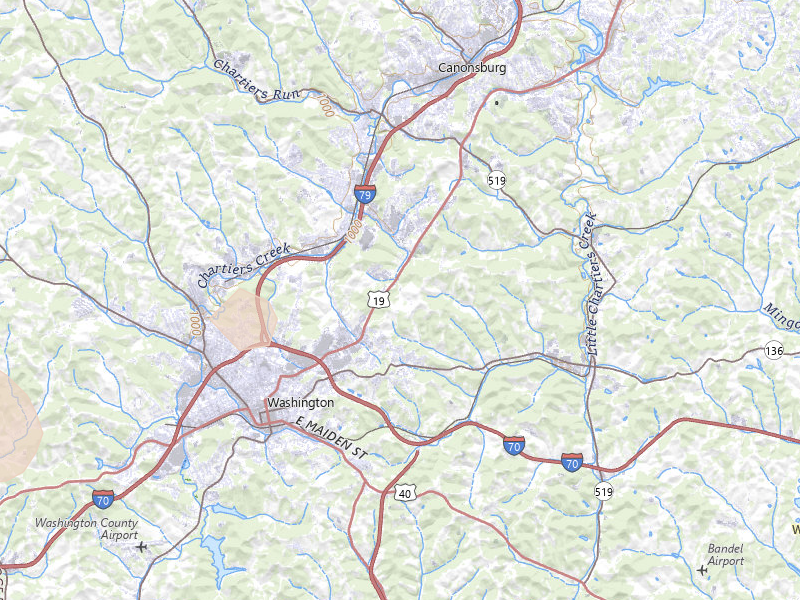 Radar-estimated hail-size map of the storm over Washington, PA on Mar 7, 2026