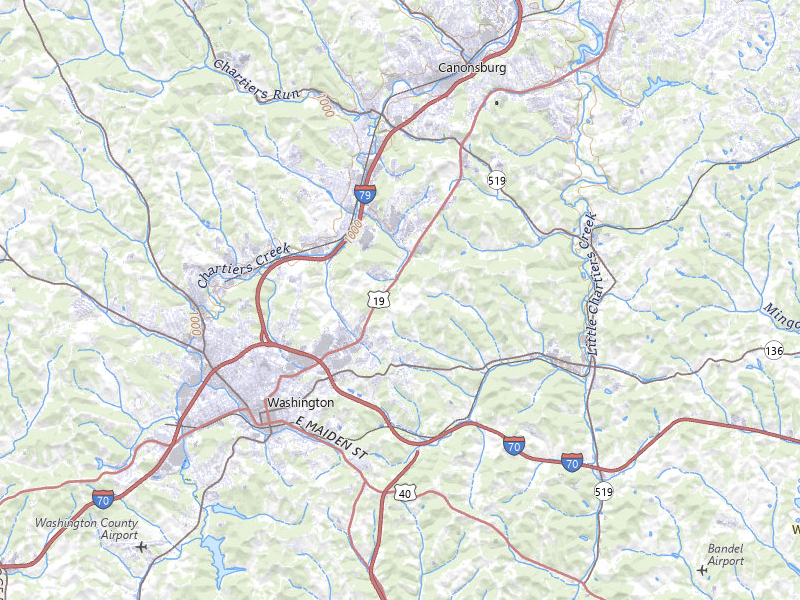 Radar-estimated hail-size map of the storm over Washington, PA on Jul 4, 2026
