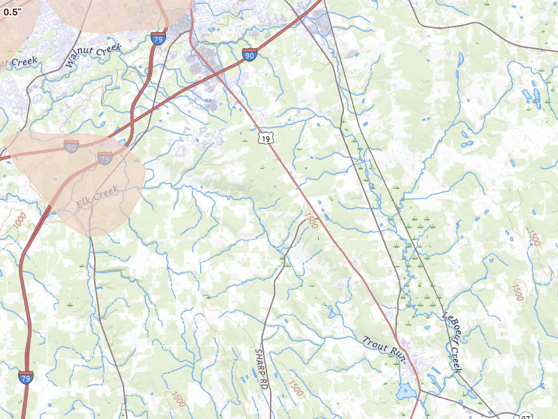 Radar-estimated hail-size map of the storm over Waterford, PA on Jul 21, 2026