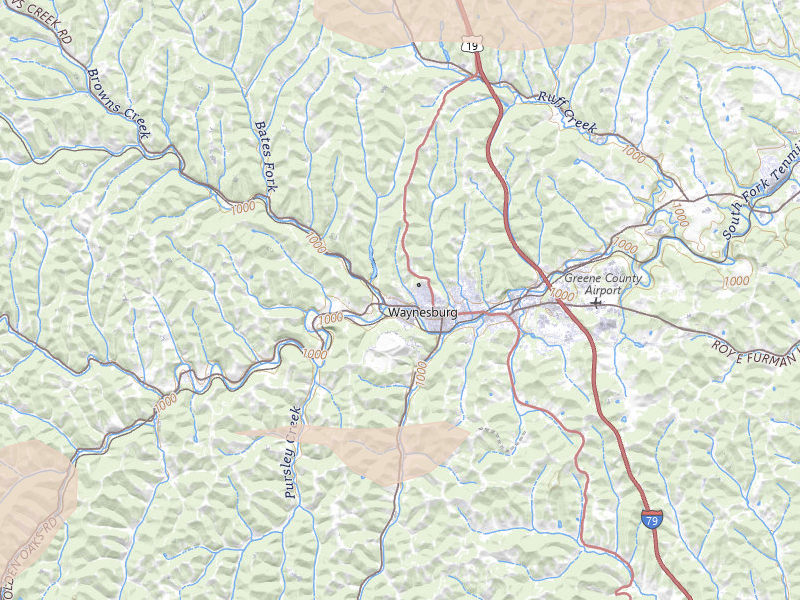 Radar-estimated hail-size map of the storm over Waynesburg, PA on Aug 8, 2026