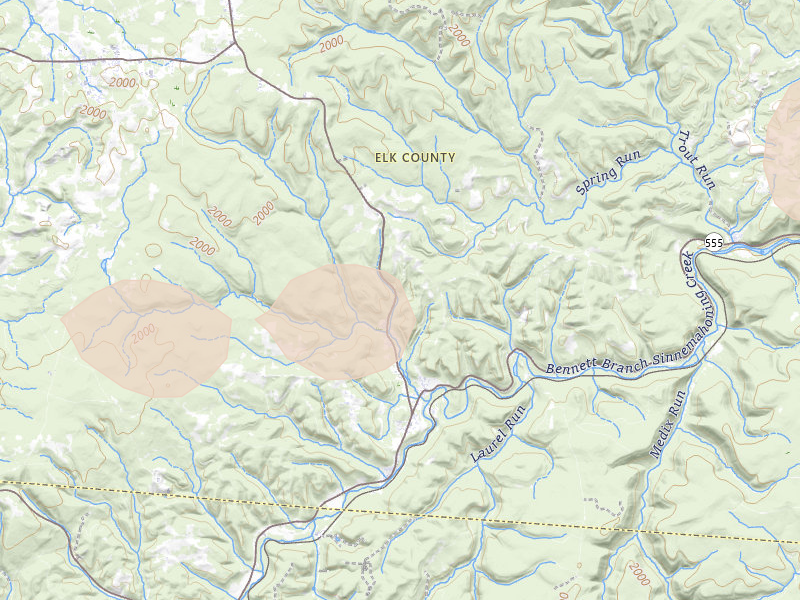 Radar-estimated hail-size map of the storm over Weedville, PA on Sep 2, 2026