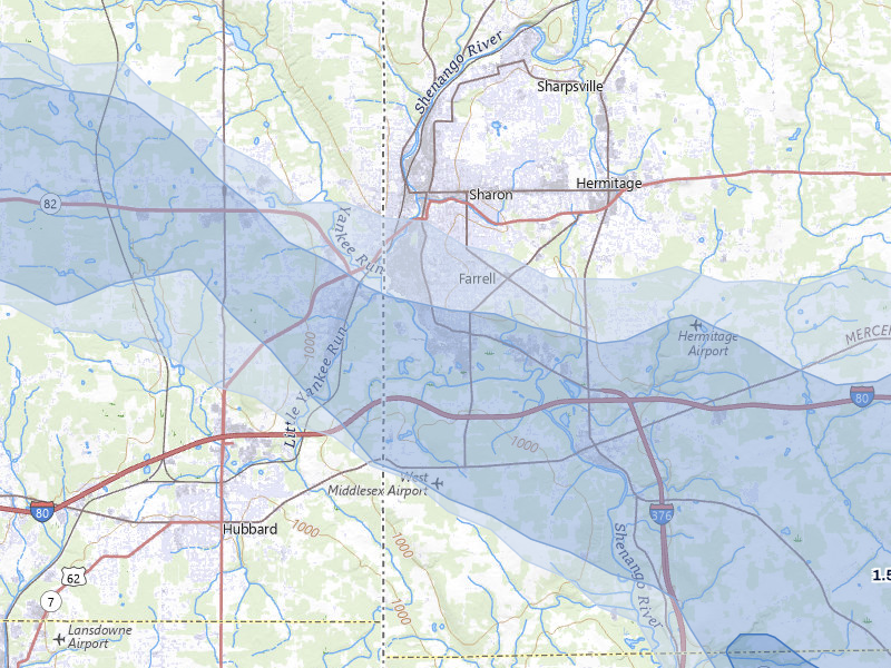 NEXRAD radar-signature map of the hail over West Middlesex, PA