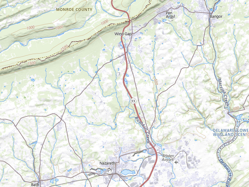 Radar-estimated hail-size map of the storm over Wind Gap, PA on Jul 3, 2026