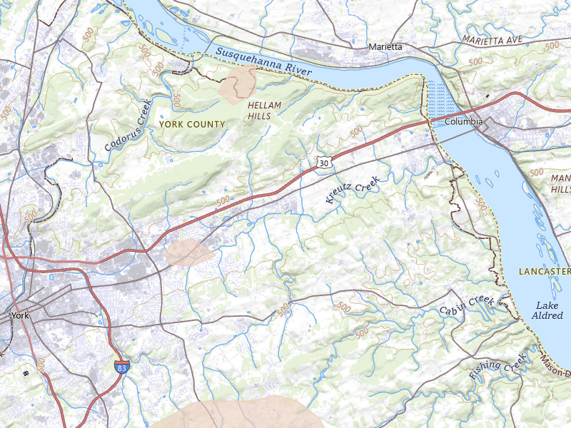 Radar-estimated hail-size map of the storm over York, PA on Aug 7, 2026