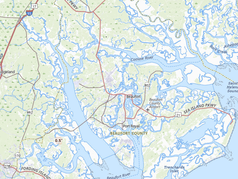 Radar-estimated hail-size map of the storm over Beaufort, SC on Jul 26, 2026