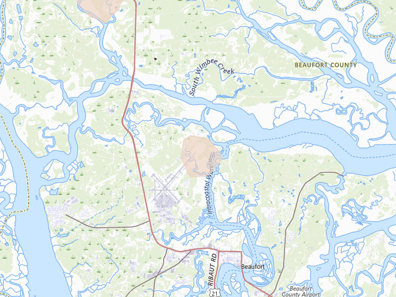 Radar-estimated hail-size map of the storm over Beaufort, SC on Aug 14, 2026
