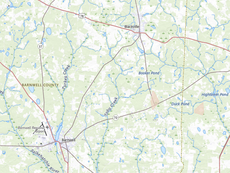 Radar-estimated hail-size map of the storm over Blackville, SC on Aug 6, 2026