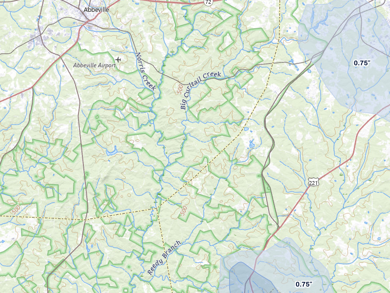 NEXRAD radar-signature map of the hail storm over Bradley, SC on Aug 6, 2026