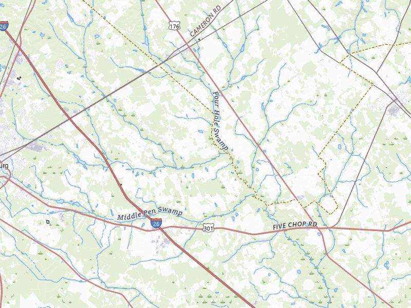 Radar-estimated hail-size map of the storm over Cameron, SC on Jul 5, 2026
