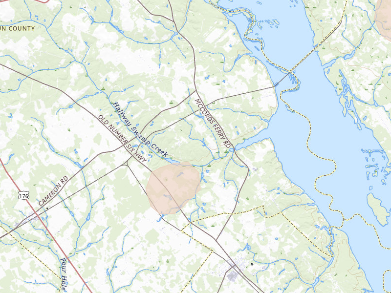 Radar-estimated hail-size map of the storm over Cameron, SC on Aug 21, 2026