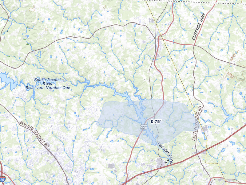 NEXRAD radar-signature map of the hail over Chesnee, SC