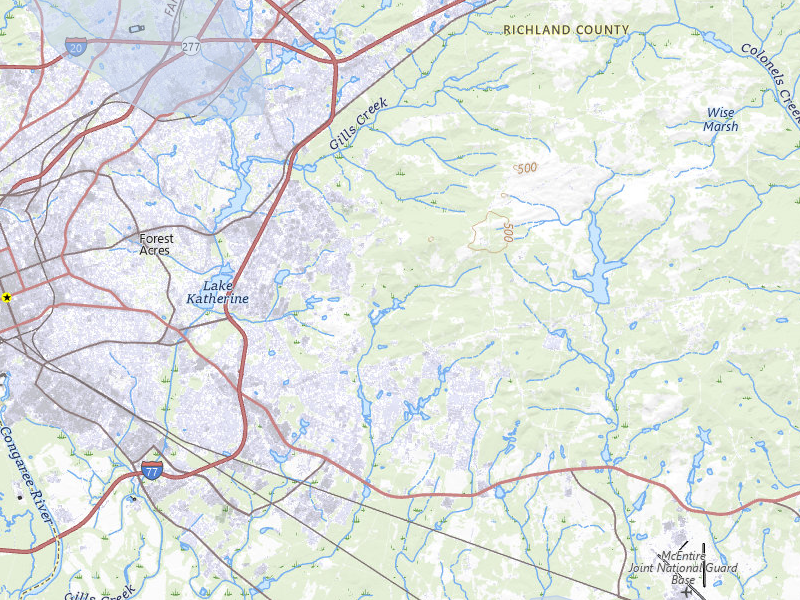 NEXRAD radar-signature map of the hail storm over Columbia, SC on Jul 6, 2026