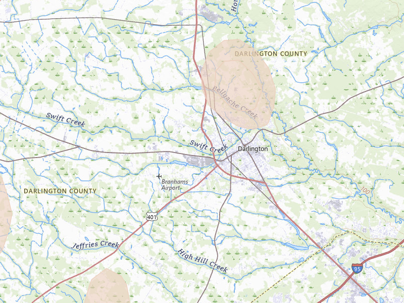 Radar-estimated hail-size map of the storm over Darlington, SC on Aug 6, 2026