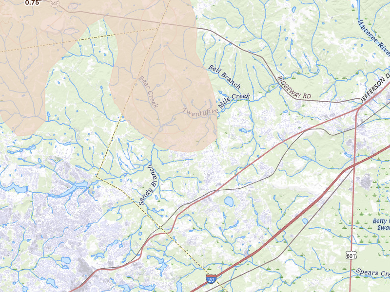 Radar-estimated hail-size map of the storm over Elgin, SC