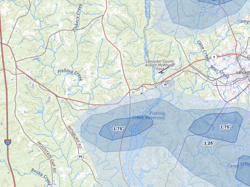 NEXRAD radar-signature map of the hail storm over Fort Lawn, SC on Jul 12, 2026