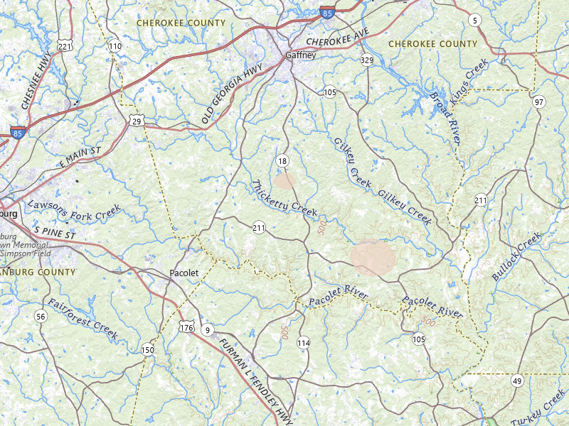 Radar-estimated hail-size map of the storm over Gaffney, SC on Sep 5, 2026