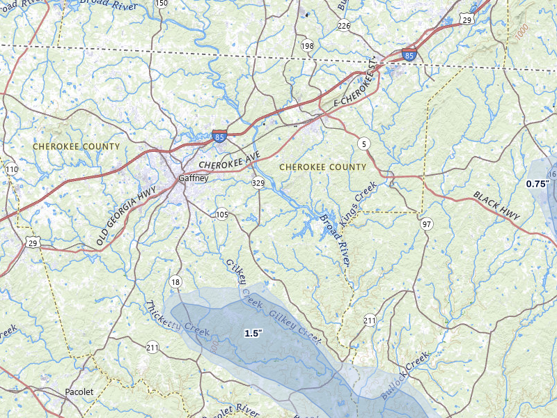 NEXRAD radar-signature map of the hail storm over Gaffney, SC on Sep 5, 2026