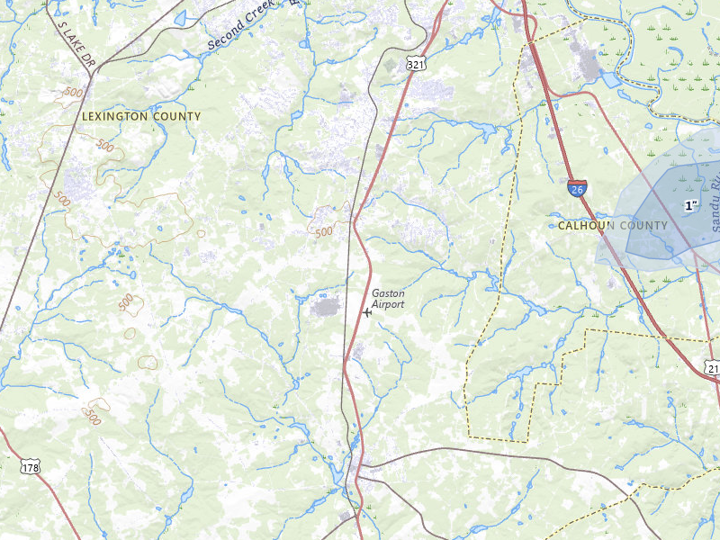 NEXRAD radar-signature map of the hail storm over Gaston, SC on Jul 10, 2026