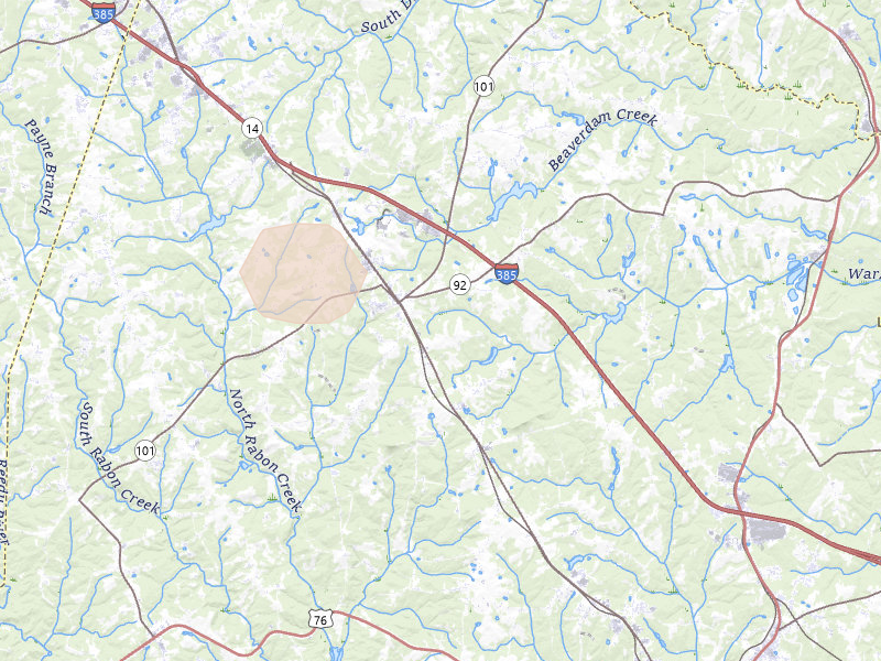 Radar-estimated hail-size map of the storm over Gray Court, SC