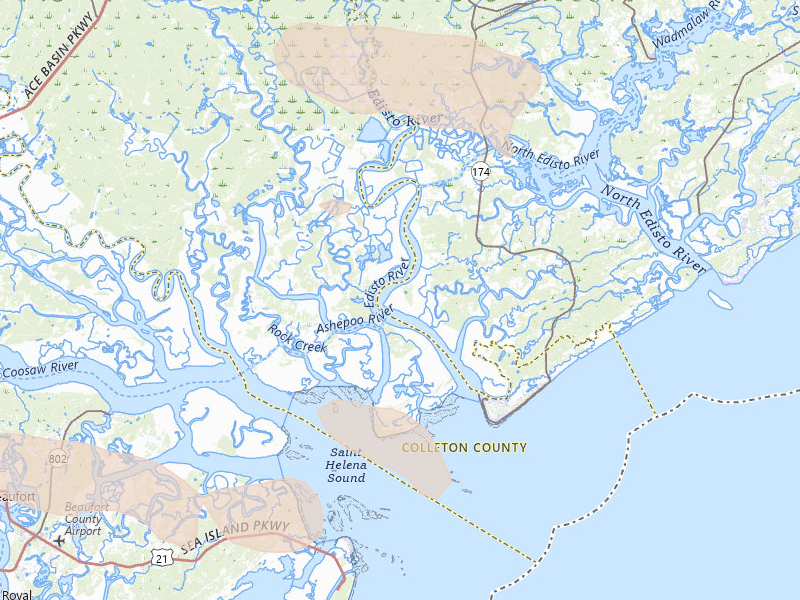 Radar-estimated hail-size map of the storm over Green Pond, SC on Aug 10, 2026