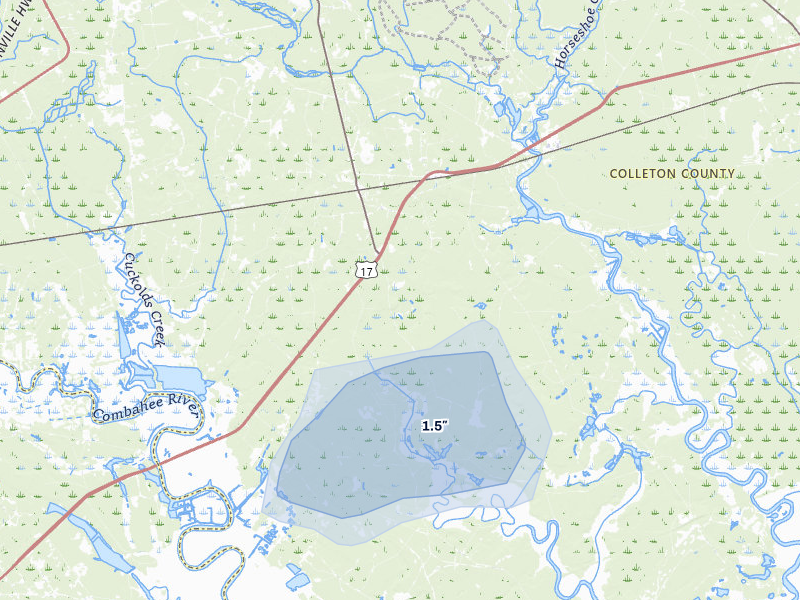 NEXRAD radar-signature map of the hail storm over Green Pond, SC on Aug 13, 2026