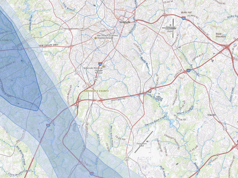 NEXRAD radar-signature map of the hail storm over Greenville, SC on Sep 6, 2026