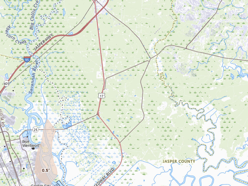 Radar-estimated hail-size map of the storm over Hardeeville, SC on Jul 31, 2026