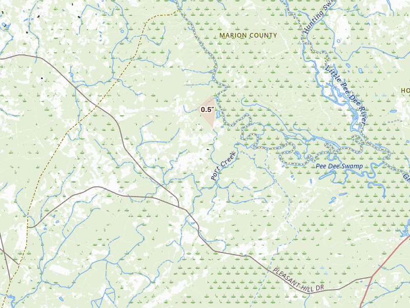 Radar-estimated hail-size map of the storm over Hemingway, SC