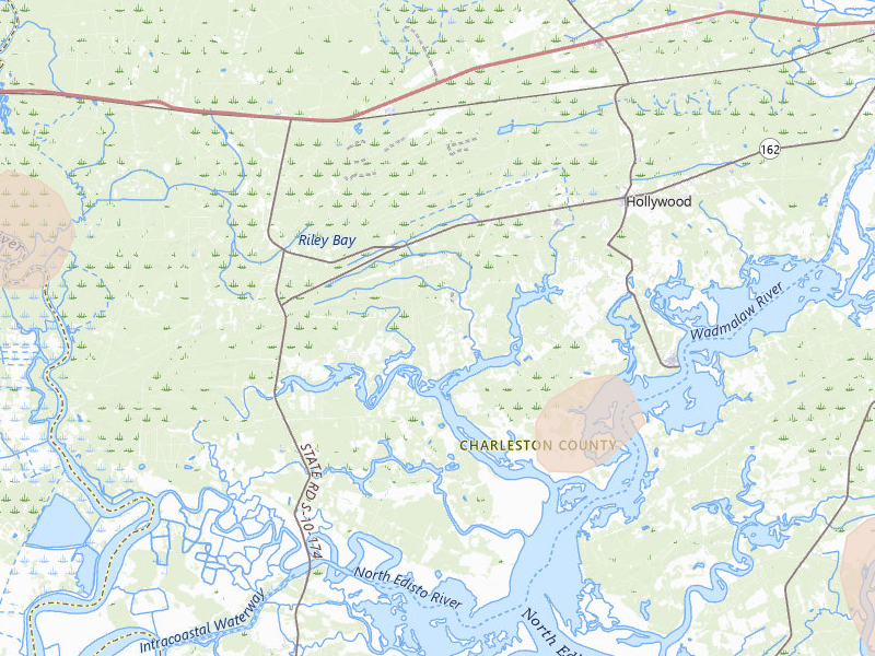 Radar-estimated hail-size map of the storm over Hollywood, SC on Aug 22, 2026