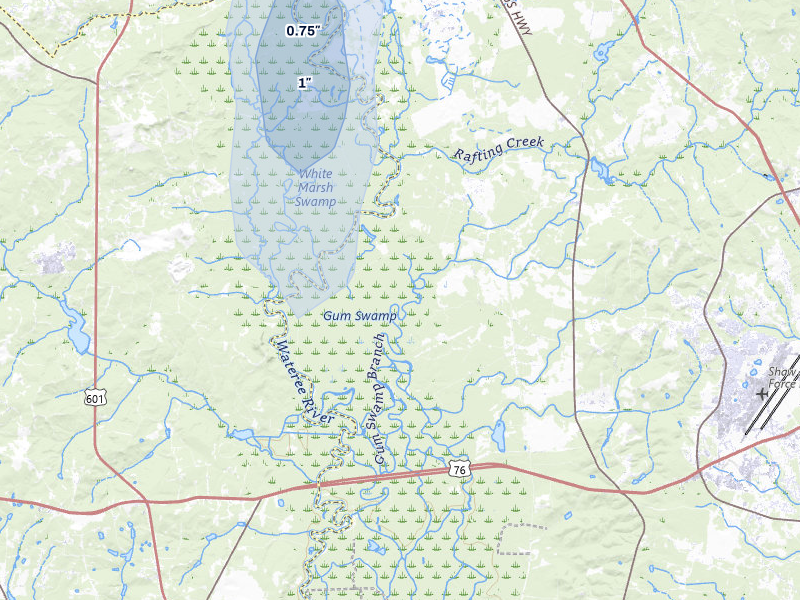 NEXRAD radar-signature map of the hail storm over Horatio, SC on Jul 12, 2026