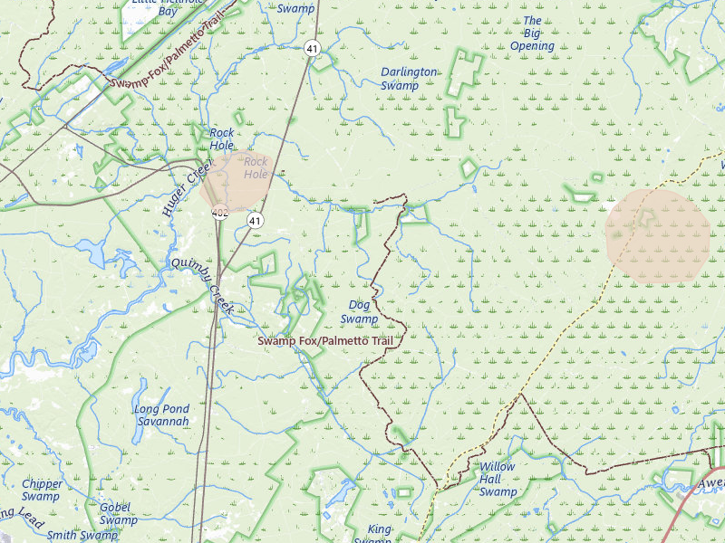 Radar-estimated hail-size map of the storm over Huger, SC on Jul 10, 2026