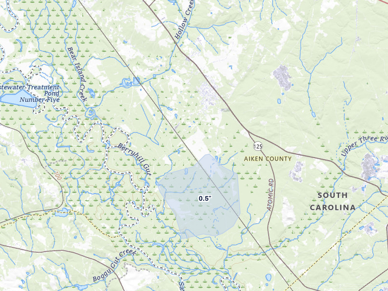 NEXRAD radar-signature map of the hail storm over Jackson, SC on Apr 29, 2026