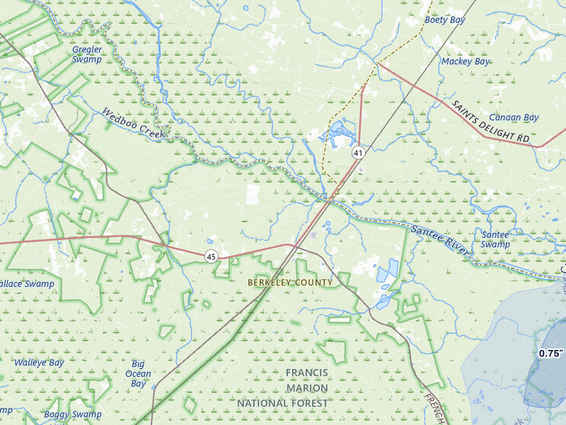 NEXRAD radar-signature map of the hail storm over Jamestown, SC on Aug 15, 2026