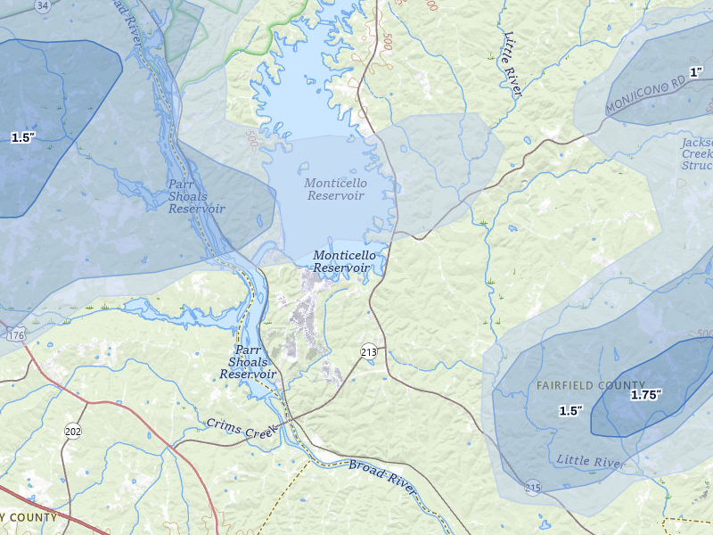 NEXRAD radar-signature map of the hail storm over Jenkinsville, SC on Aug 21, 2026
