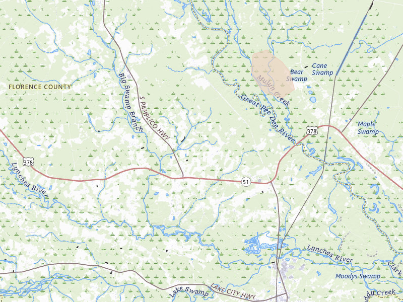 Radar-estimated hail-size map of the storm over Johnsonville, SC on Aug 16, 2026