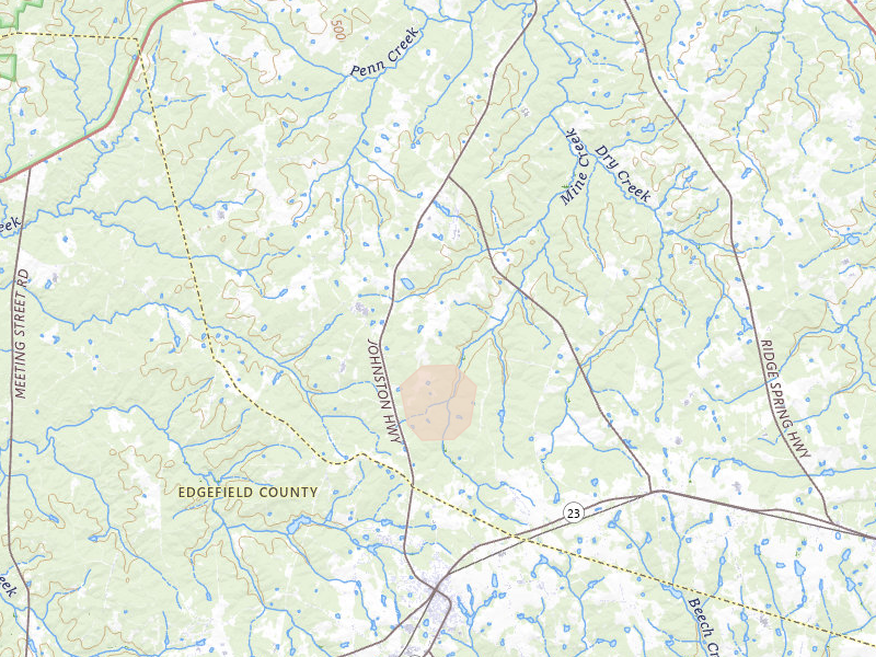 Radar-estimated hail-size map of the storm over Johnston, SC on Aug 4, 2026