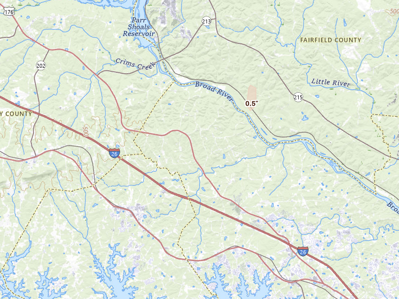 Radar-estimated hail-size map of the storm over Little Mountain, SC on Jun 26, 2026